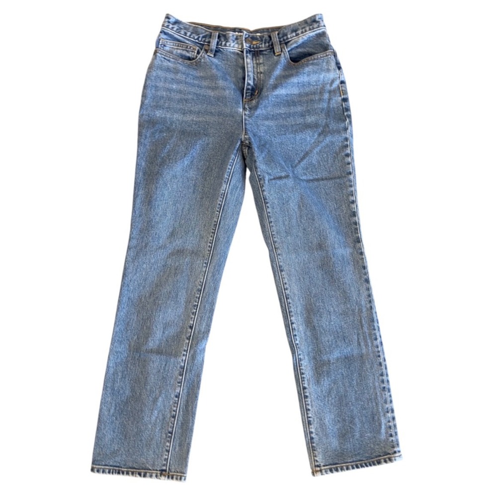 Lands End Womens High Rise Straight Leg Jeans Blue Denim Size 4 Petite